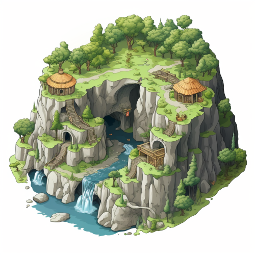 Isometric drawing of medieval spy hideout