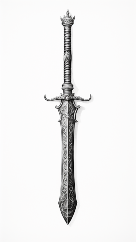 Pointillistic medieval sword tattoo design