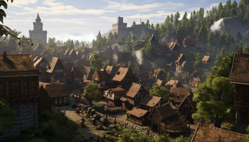 Charming medieval town nestled in a forest