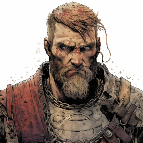 Medieval Viking Cyberpunk Comic Artwork on Plain White Medieval Viking Cyberpunk Comic Artwork on Plain White