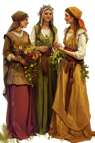 Medieval Abbess and Maids in Spring