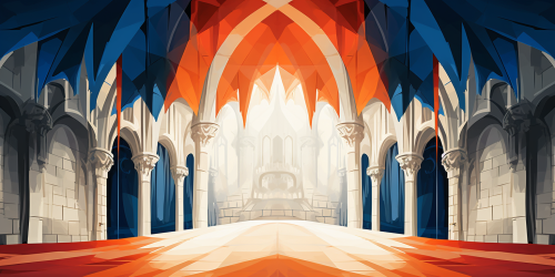 Medieval castle with banners