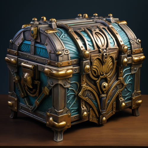 Medieval chest with cyberpunk design Medieval chest with cyberpunk design