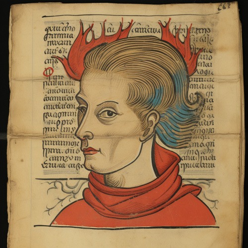 Humorous depiction of a rich man in a medieval leaflet