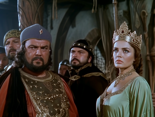 Color Polaroid of Scheming Medieval Movie Scene