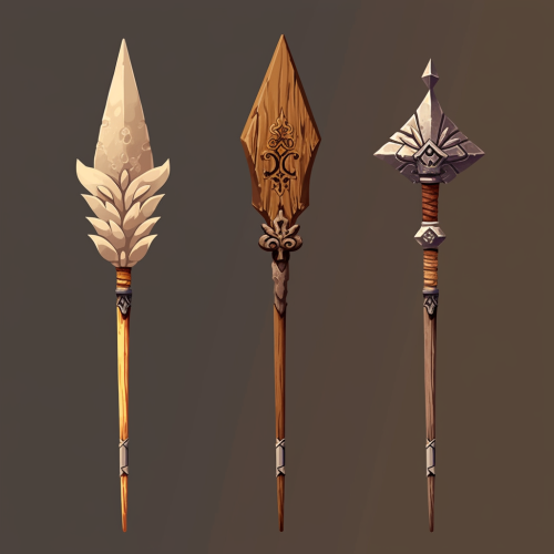 Woodcarving style image of medieval spear