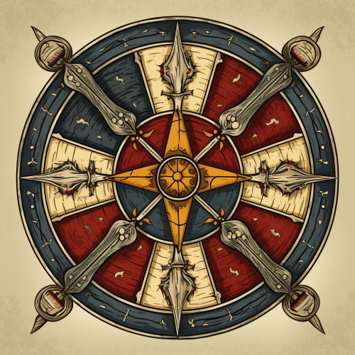 Medieval war banner with crossed swords