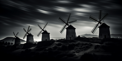 Anthropomorphic Windmills on Mountain Line