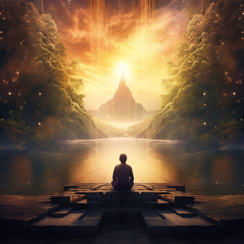 Beautiful meditation poster with mindfulness quote