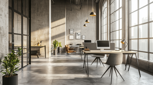 Minimalist Office Space with Metal Paneling