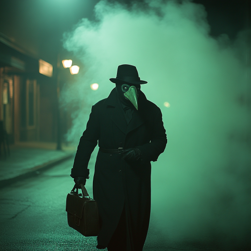 Mysterious man in black robe walking Mysterious man in black robe walking
