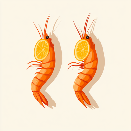 Two Cartoon Orange Shrimp