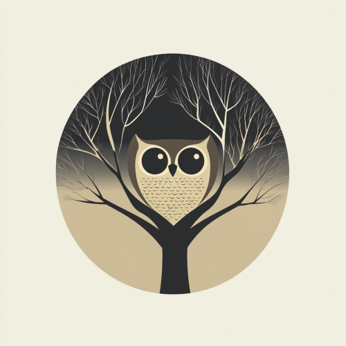 Owl in Tree Vector Art