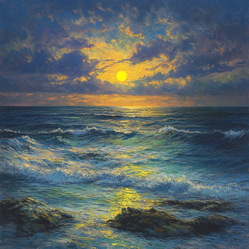 Pastel William Richards Seascape
