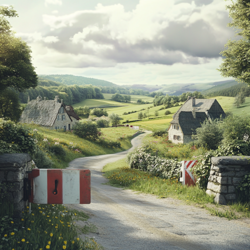 photorealistic image of cottages on beautiful hills 