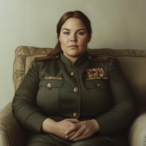 Plump Woman Military Uniform Portrait