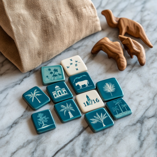 Rummy tiles with Saudi heritage design Rummy tiles with Saudi heritage design
