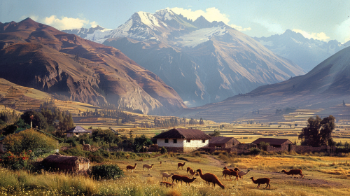 Rural Andes Scene Farmers Llamas Rural Andes Scene Farmers Llamas