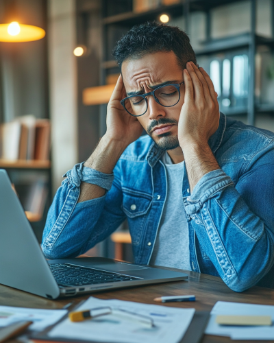 Sad man at office desk Sad man at office desk