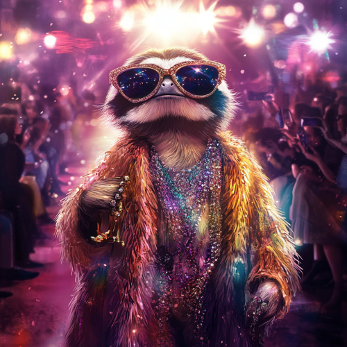 Sassy Sloth high-fashion runway glam Sassy Sloth high-fashion runway glam