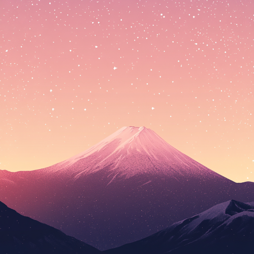 Pink Rose Starry Sky Mount Fuji