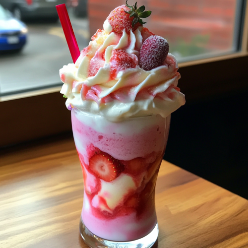 Unicorn Strawberry Swirl Shake Macro Photo