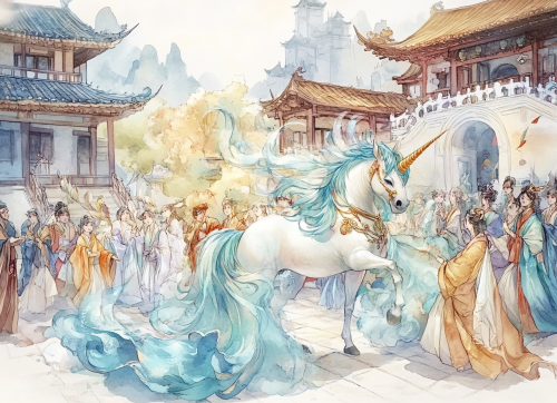 Unicorn in Japanese Edo Market Unicorn in Japanese Edo Market