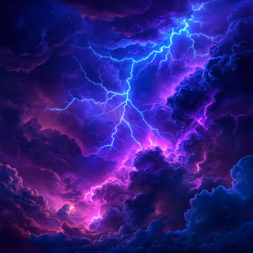 Vibrant Purple Blue Lightning Sky