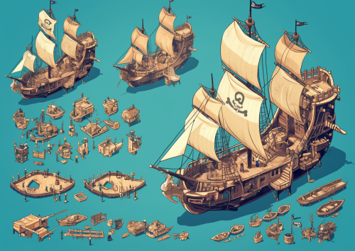 Whimsical Pirate Ship Cartoon Graphic