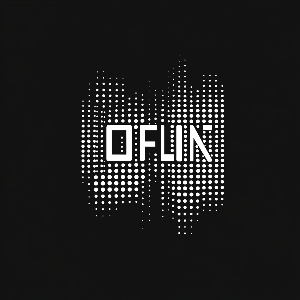 'O.F.F.L.I.N.E' black and white logo design.