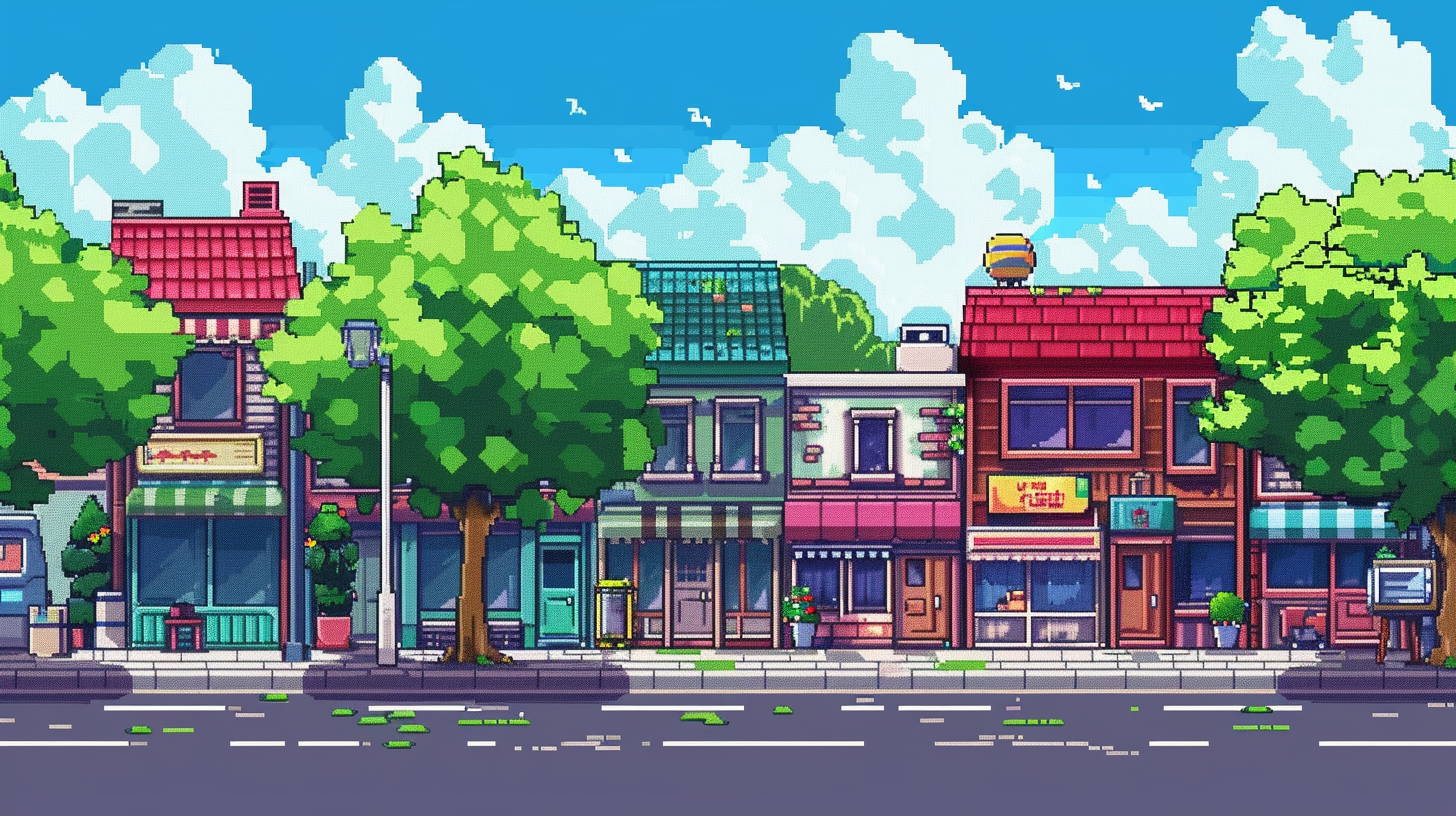 Pixel art game street scene