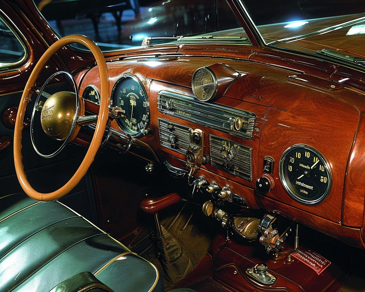 4. Vintage car dashboard with radar monitors