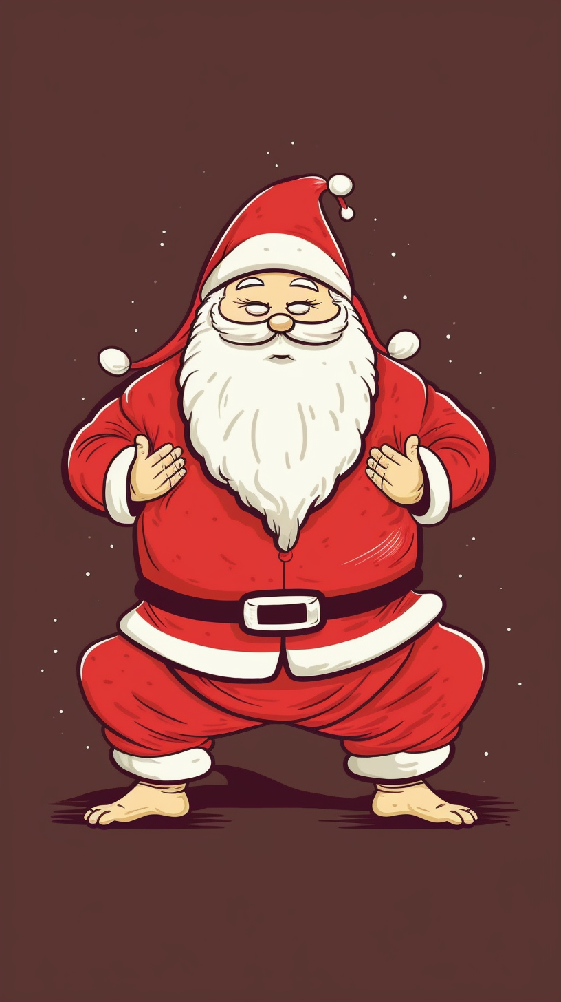 4. Plump Santa Claus doing yoga