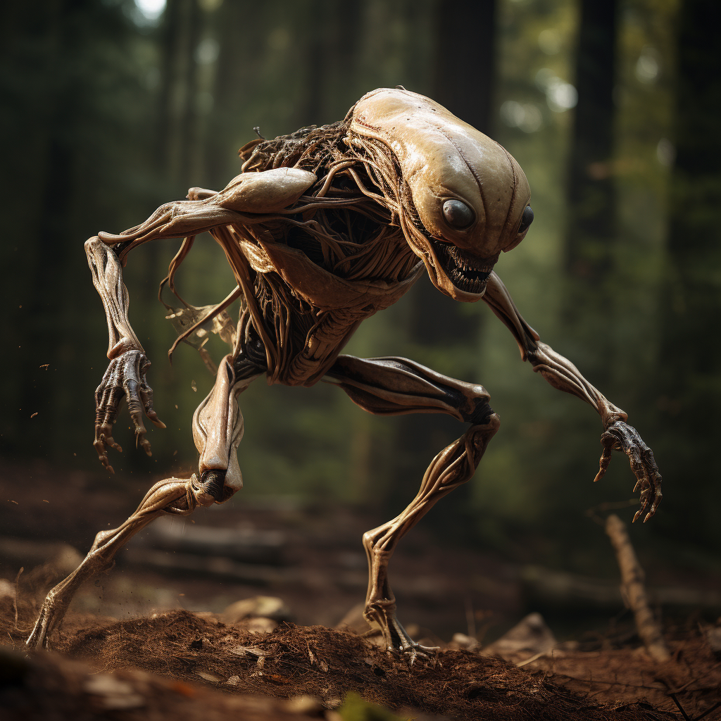 4. Running alien in forest side view