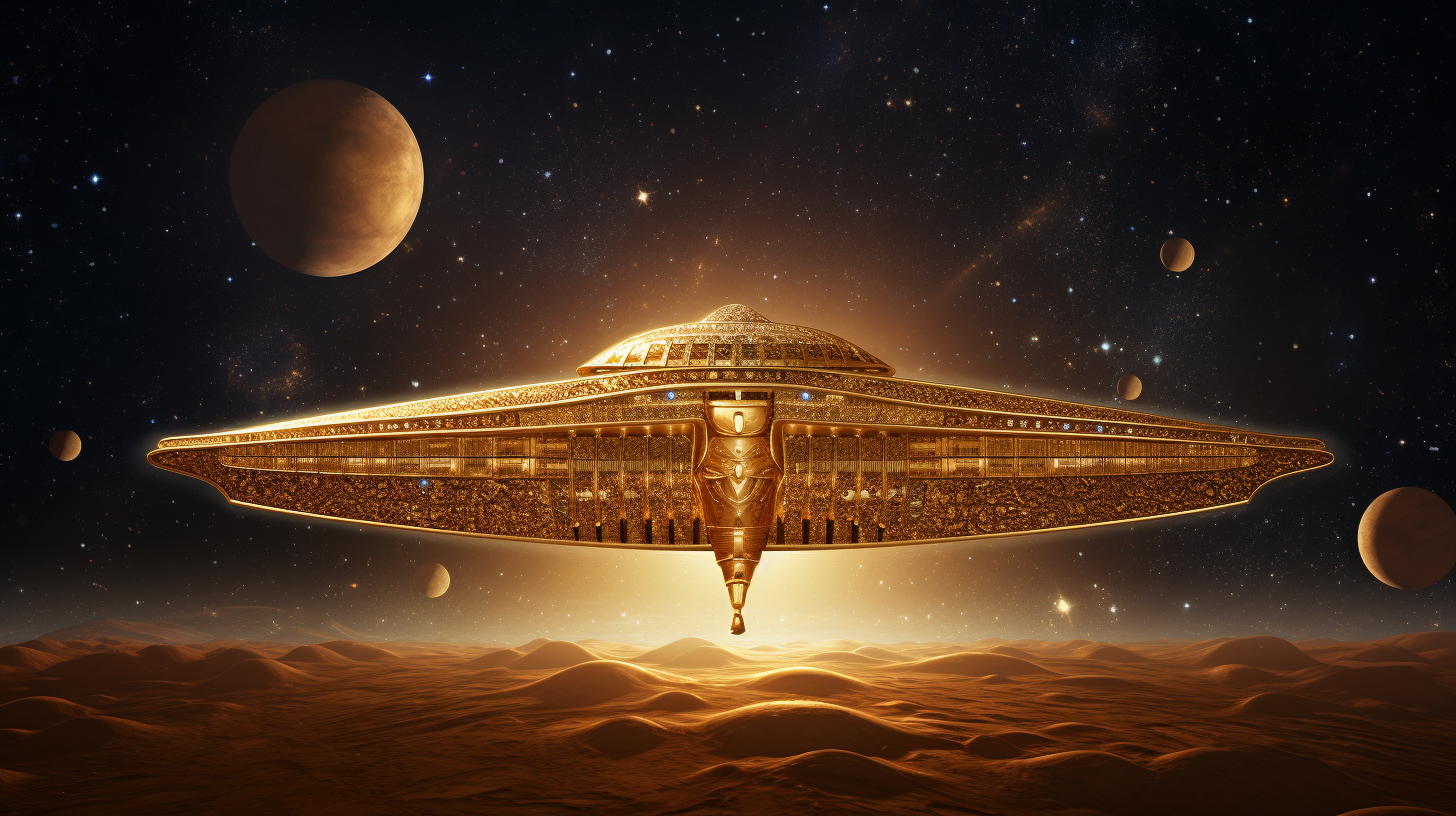 Ancient Egyptian Spaceship in Sandy Gold