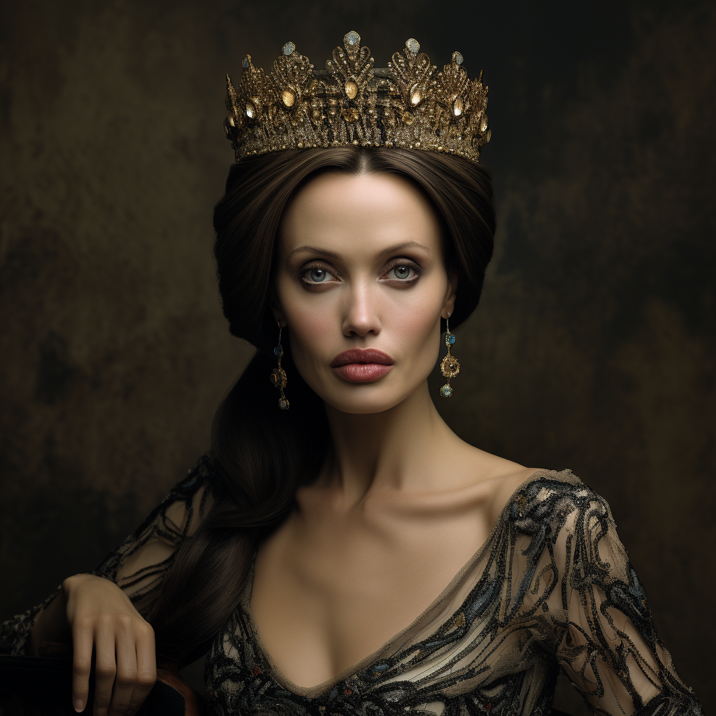 4. Stunning depiction of Angelina Jolie as a beautiful queen