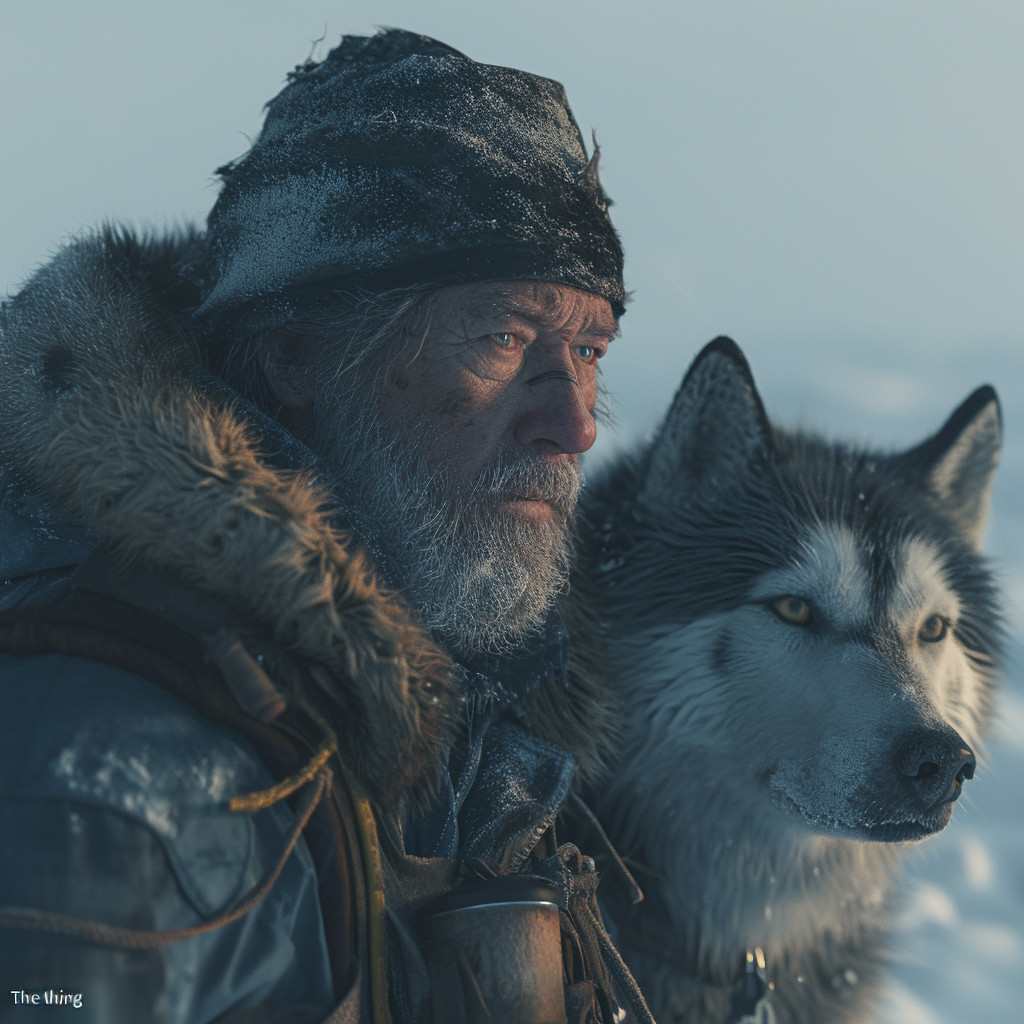 4. Kurt Russell and creepy husky in Antarctica outpost