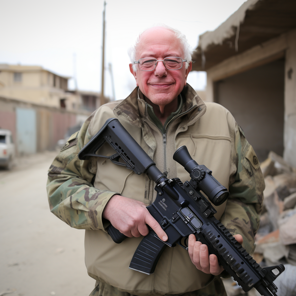 4. Bernie Sanders with AR15 in Fallujah