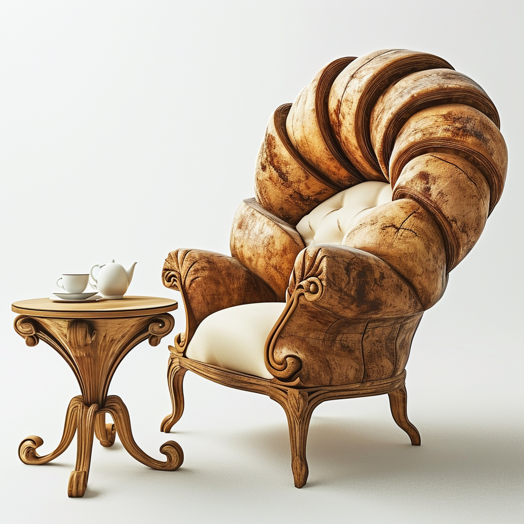 4. Image of a luxury brown chair with a croissant-shaped back