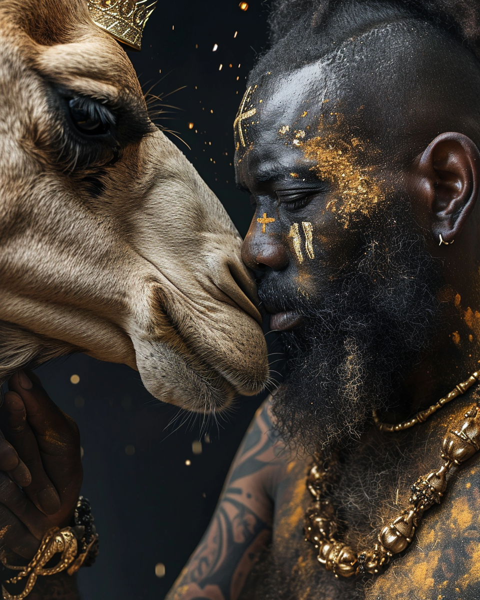 4. Touching Camel's Face, Black Man