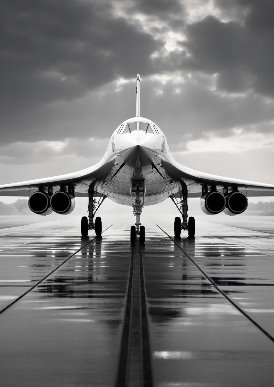 4. Monochrome drawing of Concorde showcasing elegance and aerodynamics