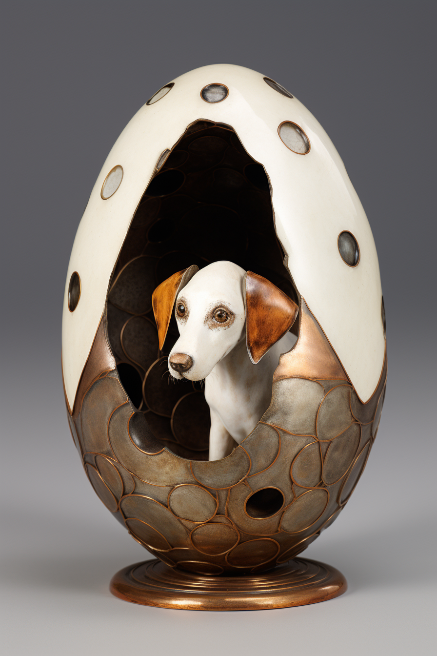 4. Adorable puppy emerging from eggshell