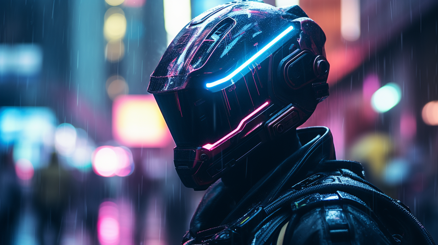 4. Helmet of cyberpolice in rain