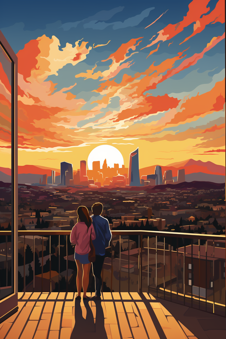 4. Scenic Denver, Colorado skyline artwork