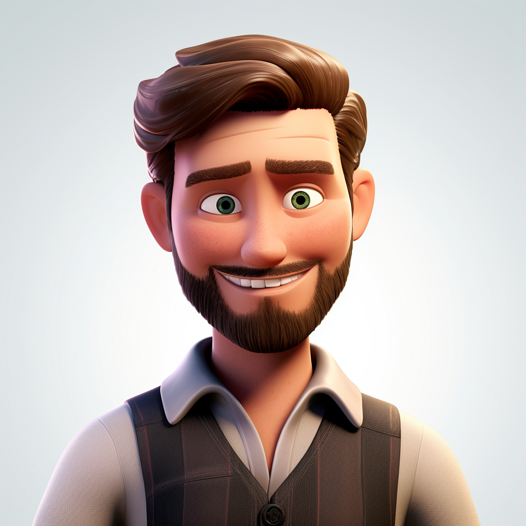 4.  Disney Pixar Character with Young Man Face