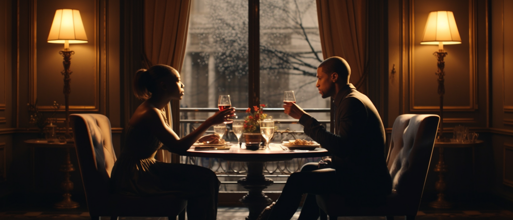 4. Couple enjoying an elegant dinner together