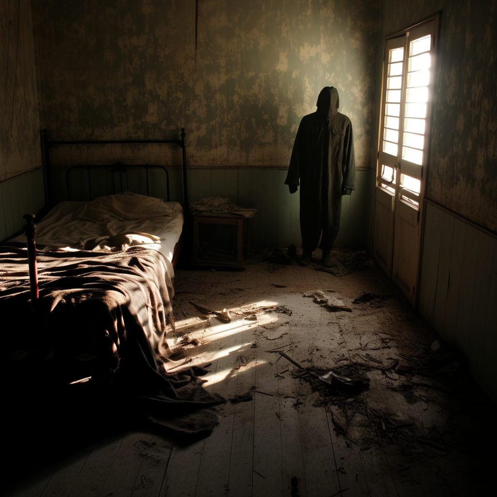 4. Sinister shadow in abandoned bedroom