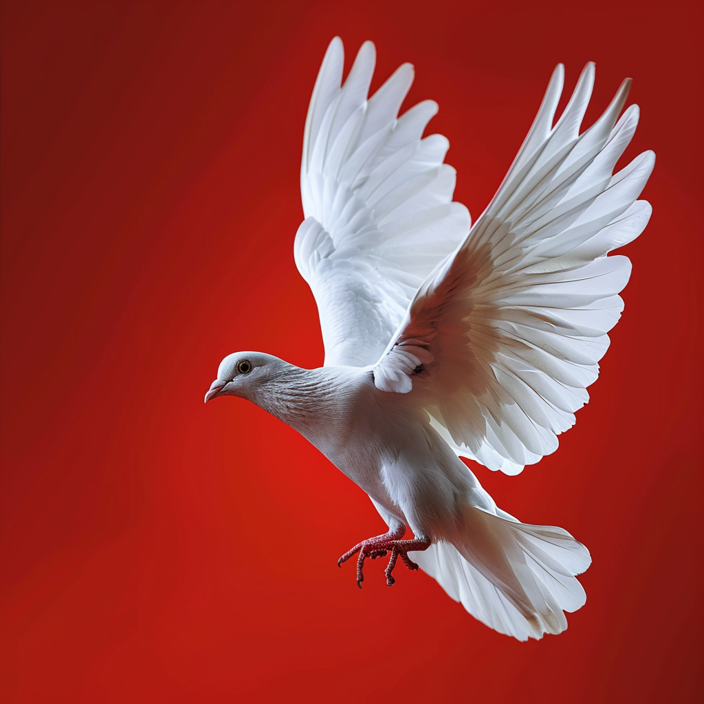 4. Beautiful white dove soaring gracefully in the sky