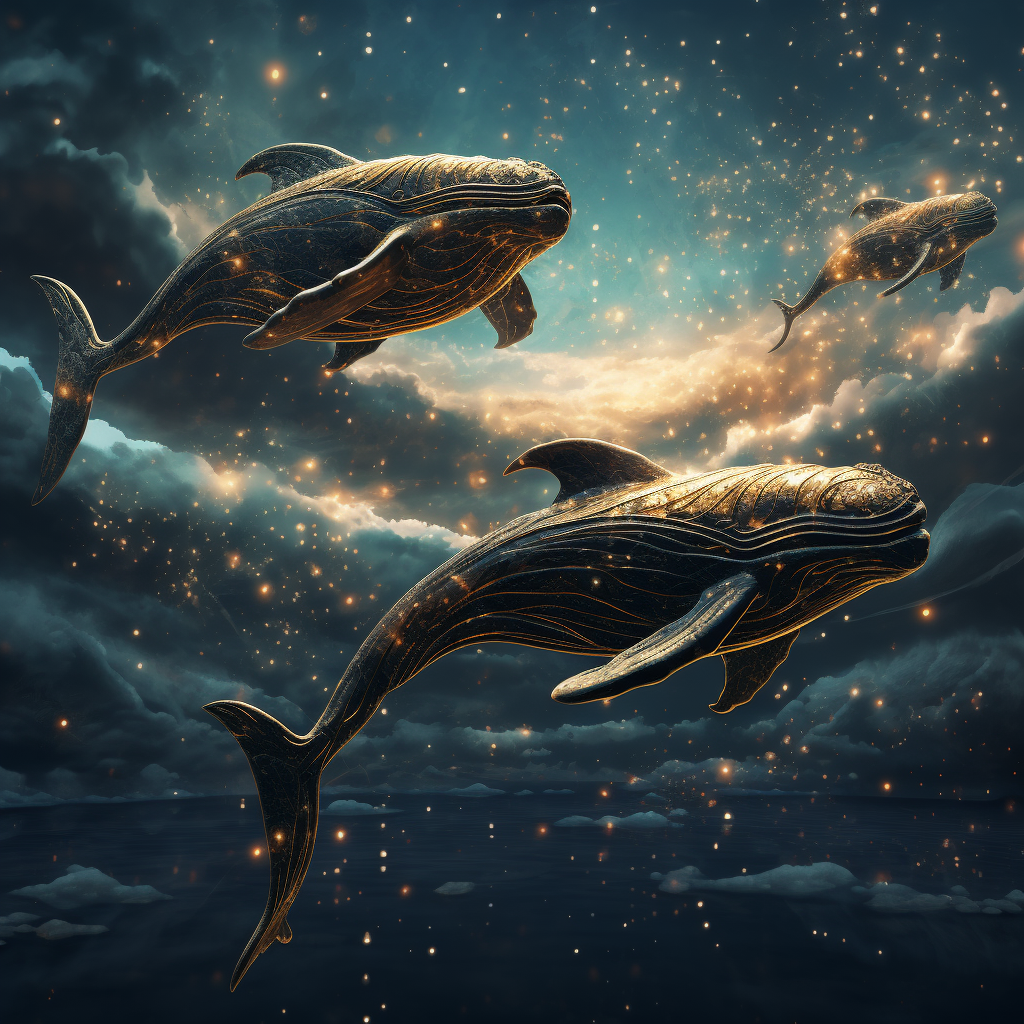 4. Majestic whales in a celestial night