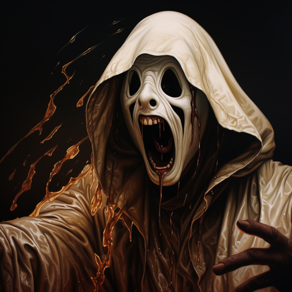 4. Ghostface from Scream movie, white mask with black eyes.